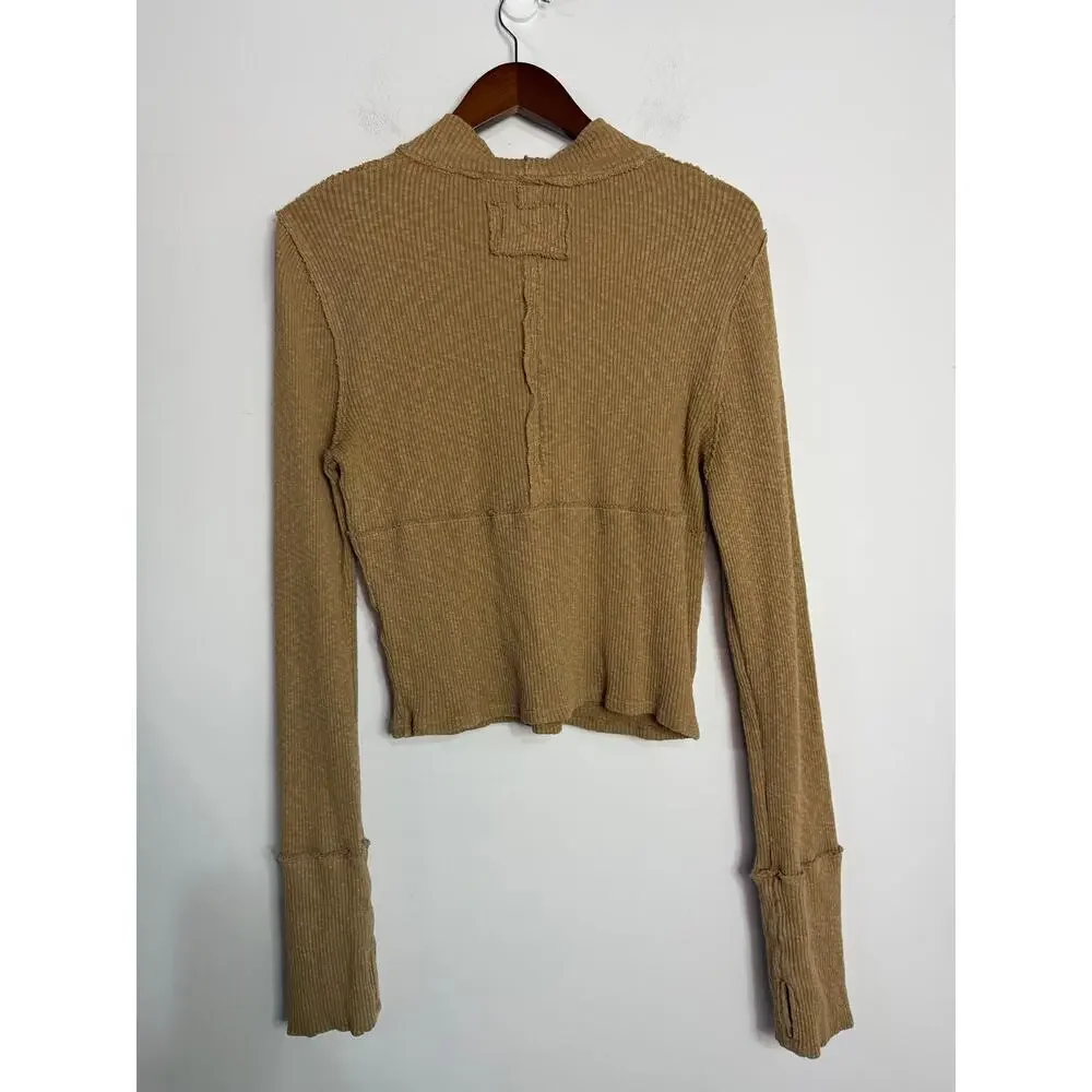 Free People We The Free Midnight Stretch 1/4 Zip Crop Top Size Large